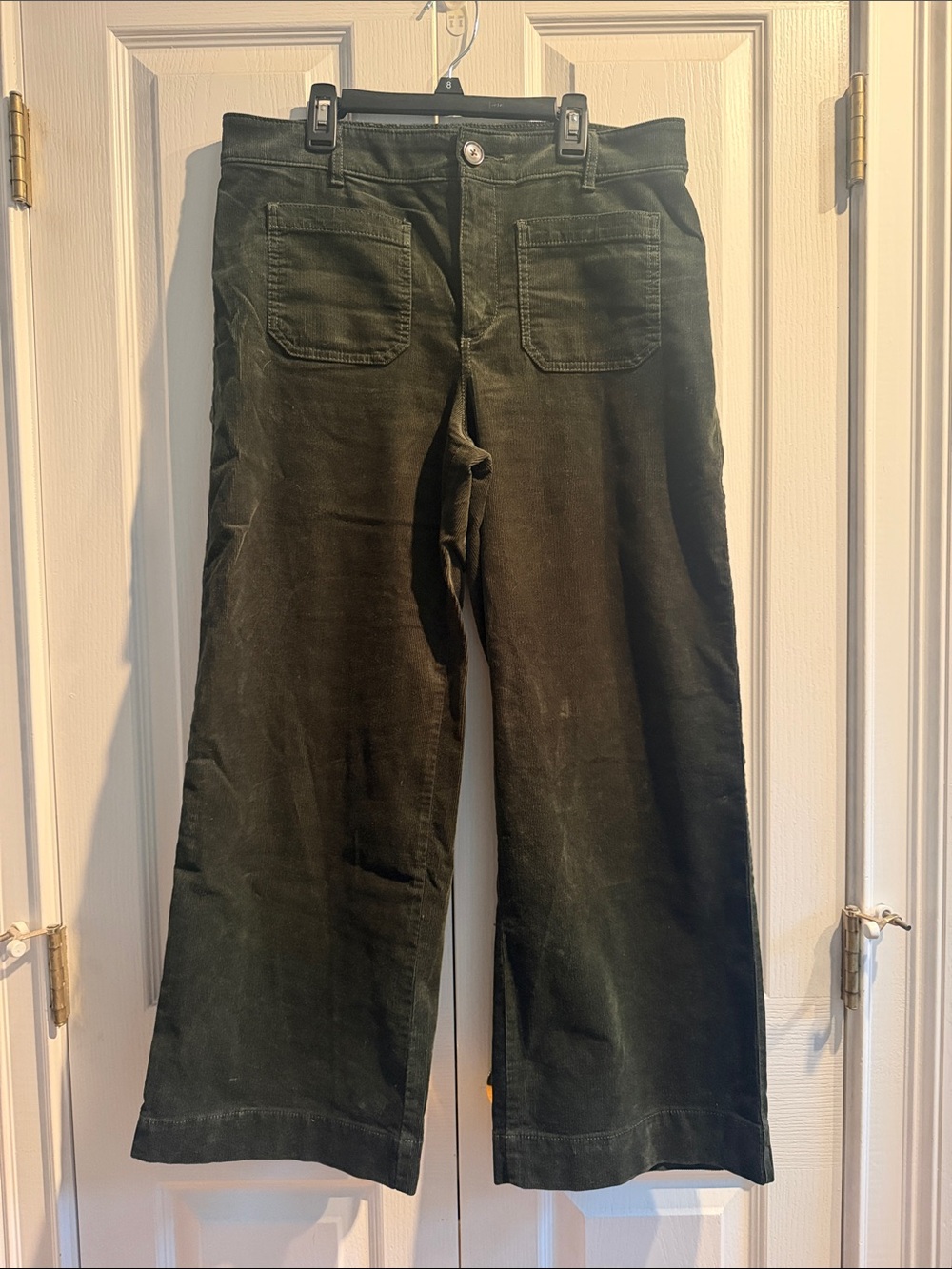 LOFT Women's Olive Green Wide-Leg Corduroy Pants
